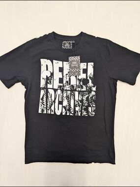Rebel Archives" Skeletons Graphic Black Men's T-Shirt Size L